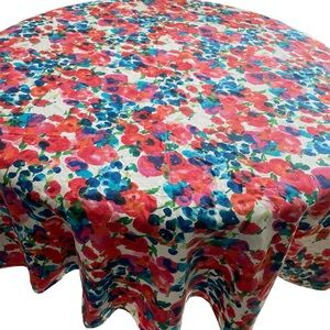 Kate Spade New York 72” Round Floral Multicolor Tablecloth Watercolor Fabric